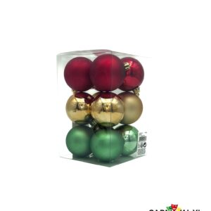Kunststof decoballen rood-geel-groen 6cm 12 stuks